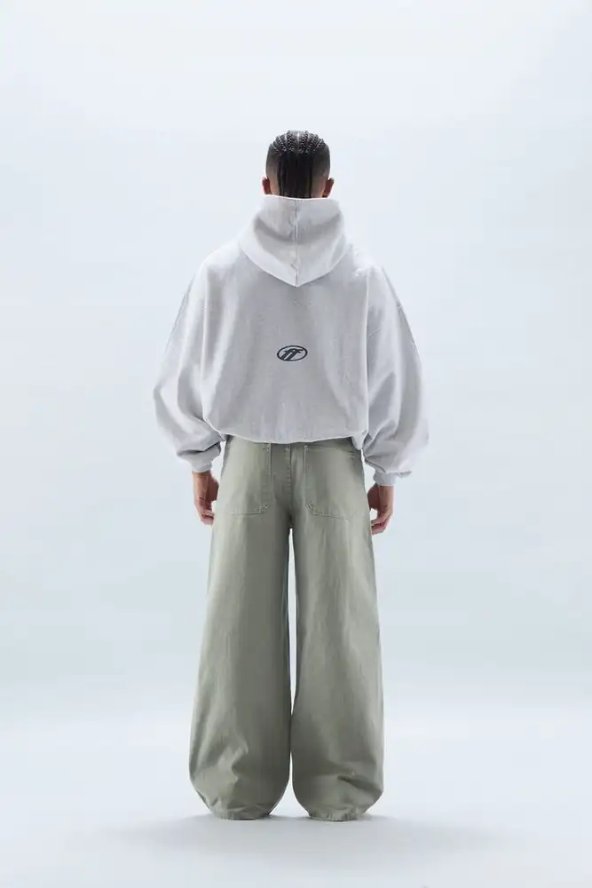 Streetwear oversized hoodie and wide-leg trousers, back view, streetwear clothing manufacturer Bangladesh, DRESSOURCE